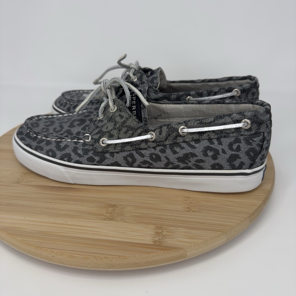 Sperry Top-Sider Shoes Womens Size 9.5 Gray Leopard Print Boat Shoe Flats - Picture 6 of 10